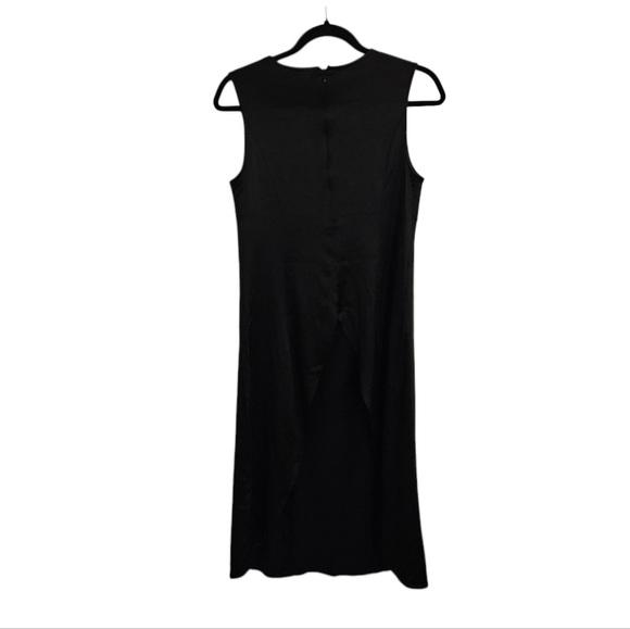 LILITH Paris Black Satin Tunic-style Sleeveless Zip-up Top sz Medium EUC - Picture 2 of 8